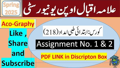 ⏩ AIOU Code 218 Solved Assignment No.1 & 2 Spring 2025 || Subject: First Aid – I || Level: Matric