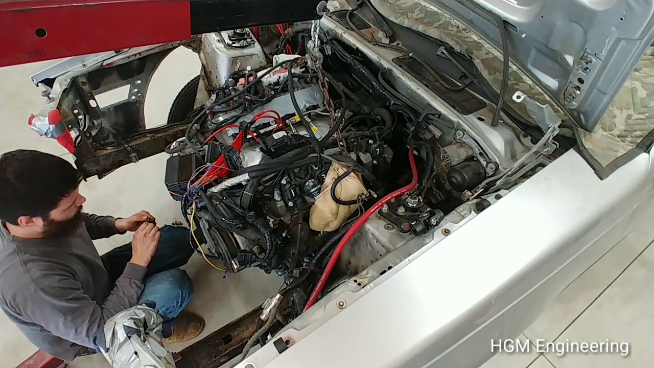 L83 LT1 Foxbody motor intall using custom mounts YouTube