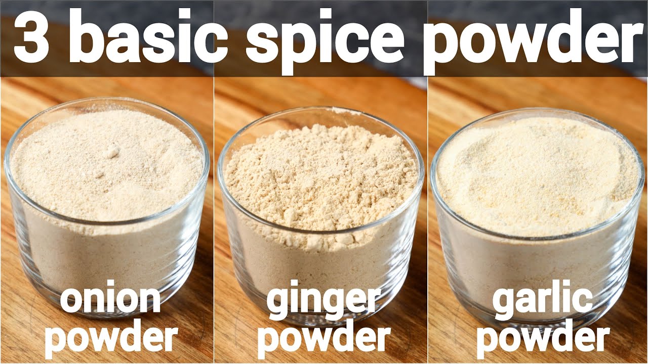 homemade onion powder, garlic powder & ginger powder recipe | 3 basic homemade spice powder | Hebbar Kitchen