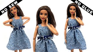 NO SEW NO GLUE  DIY Doll Dress | How to Make Barbie Dress Easy | Barbie Clothes