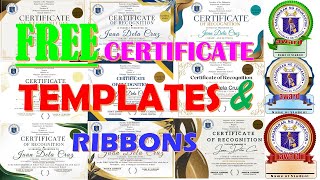 FREE CERTIFICATE TEMPLATES & RIBBONS FOR RECOGNITION & FOR SPECIAL AWARDS II EDITABLE TEMPLATES