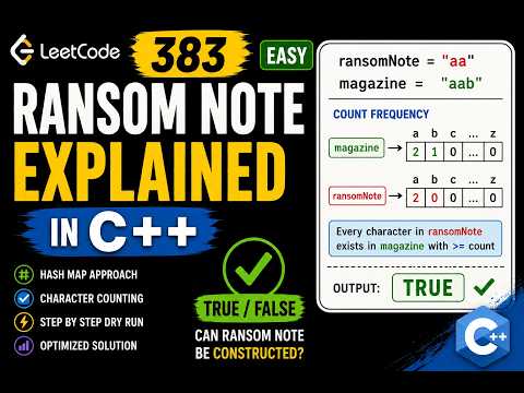 LeetCode 383 - Ransom Note Explained in C++ | Easy Hashing Problem