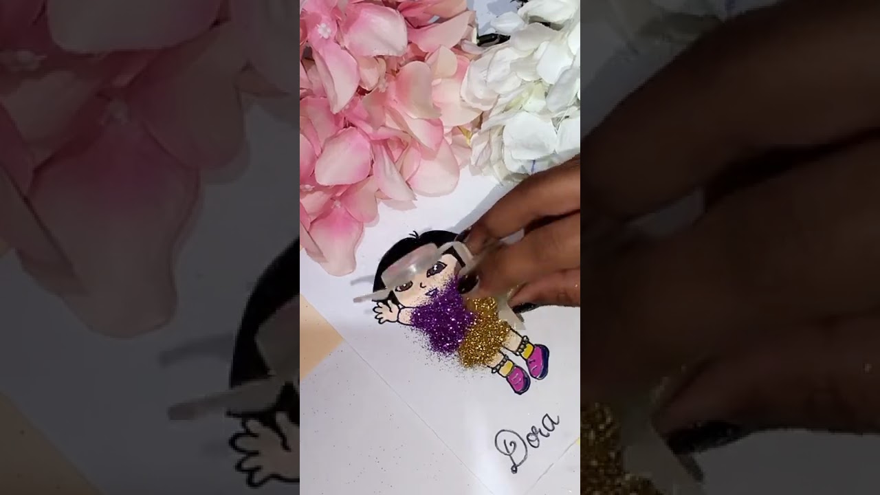 Dora the explorer/satisfying creative art with glitter 