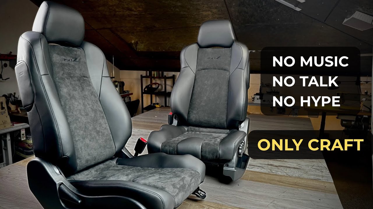 second life for old seats. Nissan 350Z Reupholstery process in a small workshop 