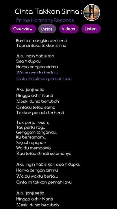 Cinta Takkan Sirna _ Prime Harmony Records #lyrics