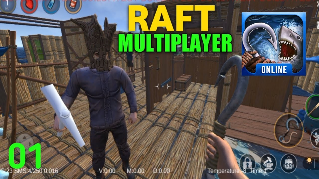 Raft Survival Multiplayer 🦈 jogo de sobrevivência no meio do