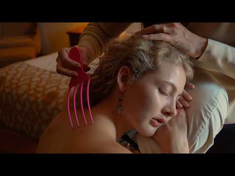 ASMR 💞 Ear & Neck Attention, Back Tracing and Curly Hair Play with Ryan (Whisper)