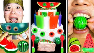 ASMR อาหารแตงโม ของหวาน GREEN RED FOODS EATING SOUNDS MUKBANG | TikTok Funny Video | HUBA