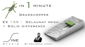 Grasshopper in 1 minute - EX 159 - Delaunay mesh + Solid difference