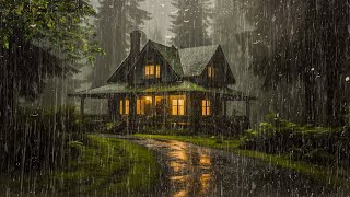 HEAVY RAIN at NIGHT on Roof to Sleep Deep and Sleep Fast ⚡ Relax, Reduce Stress with Rain Sounds