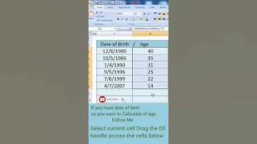 Excel Tips and Tricks [Date of Birth Functions] #dateofbirth #exceltricks #exceltutorial #shorts