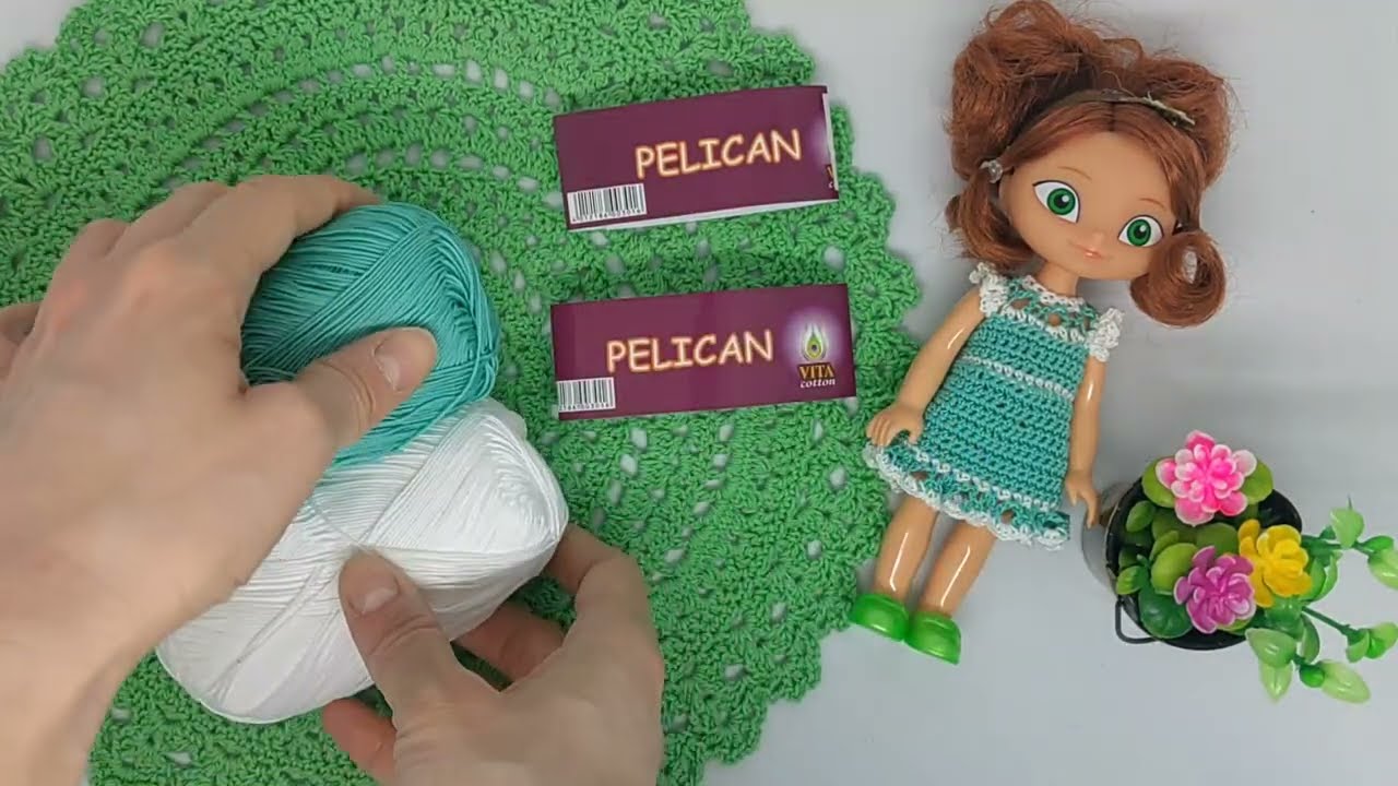 "Vita Cotton Pelican": обзор ниточки и платье для куклы 15 см из нее