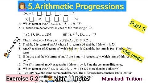 10th class math| Chapter 5|Arithmetic Progressions| Exercise 5.2 |Q no 6&7|CBSE| NCERT| with notes|