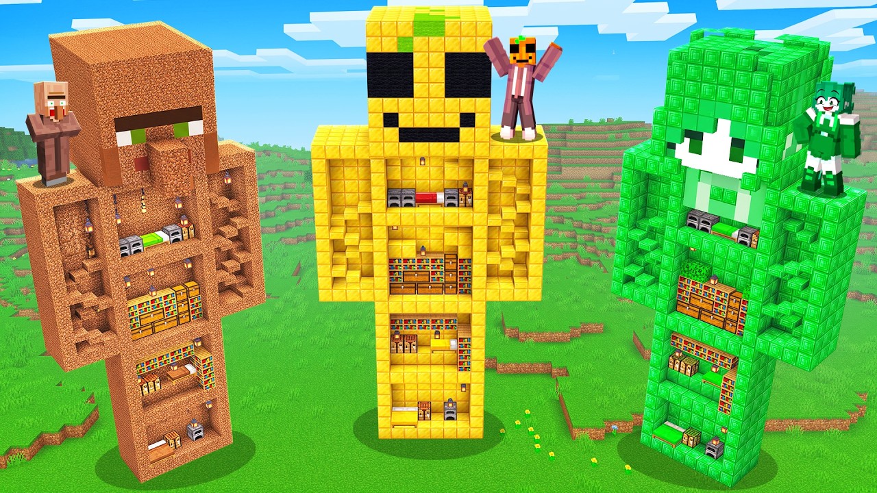 BATALLA: ESTATUAS GIGANTES Contra MIS AMIGOS en Minecraft