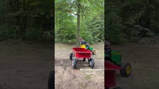Supercharged John Deere tractor knocks￼ over tree. #tractor #kids #shorts