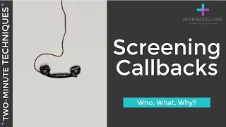 Two Minute Techniques - Screening Callbacks