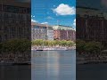 View to Binnenalster timelapse in Hamburg, Germany, with boat station.