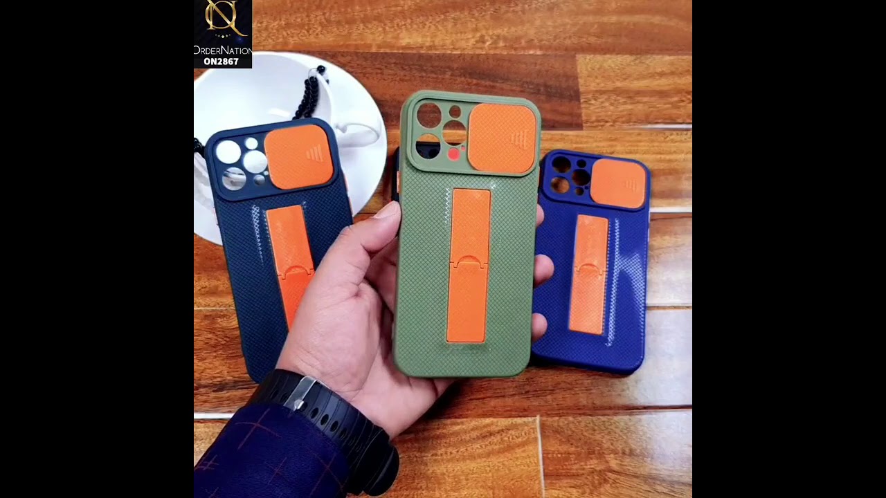 Soft TPU Camera Slide Protection Case With Kick Stand - on2867