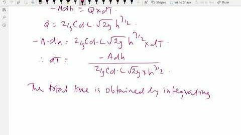 Fluid mechanics : - (Time required to emptying a reservoir by rectangular notch or weir) - 122.