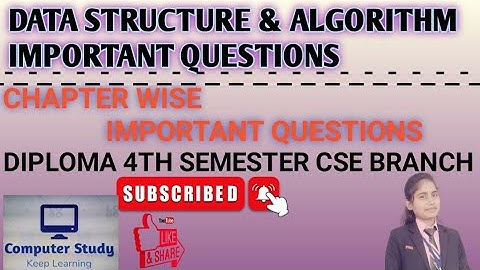 Data Structure & Algorithm Important Questions || Diploma 4th semester CSE branch