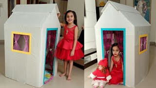 kids house out of cardboard box ll kids play house ll best out of waste ll box house