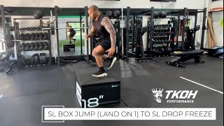 Single Leg Box Jump (Land On 1) To Single Leg Drop Freeze