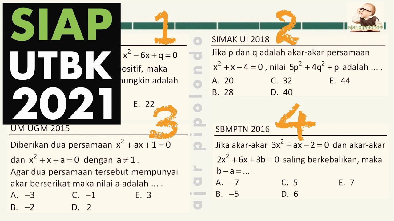 Persamaan Kuadrat 1 Soal Tipe UTBK 2021