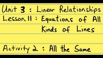 8th Grade Illustrative Mathematics: Gr. 8; U3; Lesson 11-2: All the Same