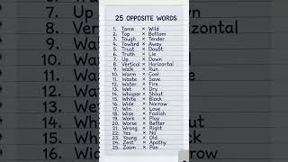Learn 25 Opposite Words Easily! 📝✨ #shorts #education #english grammar #grammar