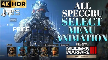 PS5 Call of Duty Modern Warfare 3 Vault Edition All Operators Specgru Menu and Select Animations 4K