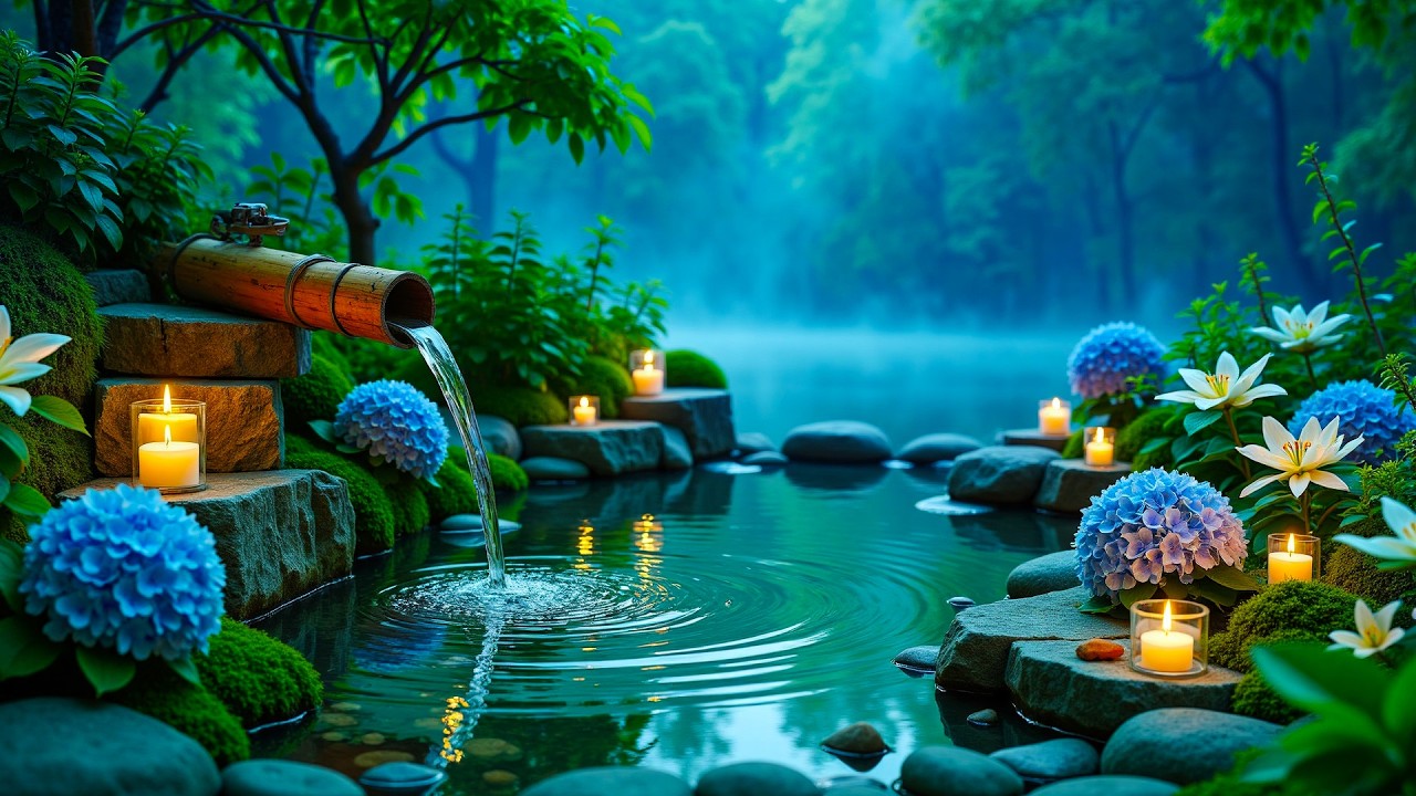 Успокаивающая Фортепианная Музыка И Бамбуковый Фонтан 🌿 Умиротворяющая Музыка Восстанавливает Нервн