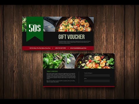 Restaurant / Food Gift Card | Voucher Design | Photoshop Tutorial