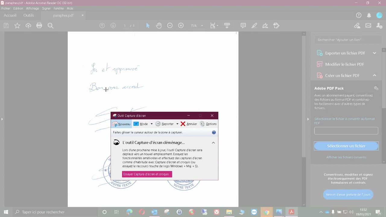 Réaliser une signature et un tampon numérique