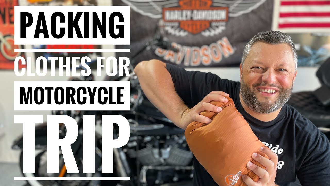 How to pack clothes for a motorcycle trip, by using compression bags, save space tips and tricks