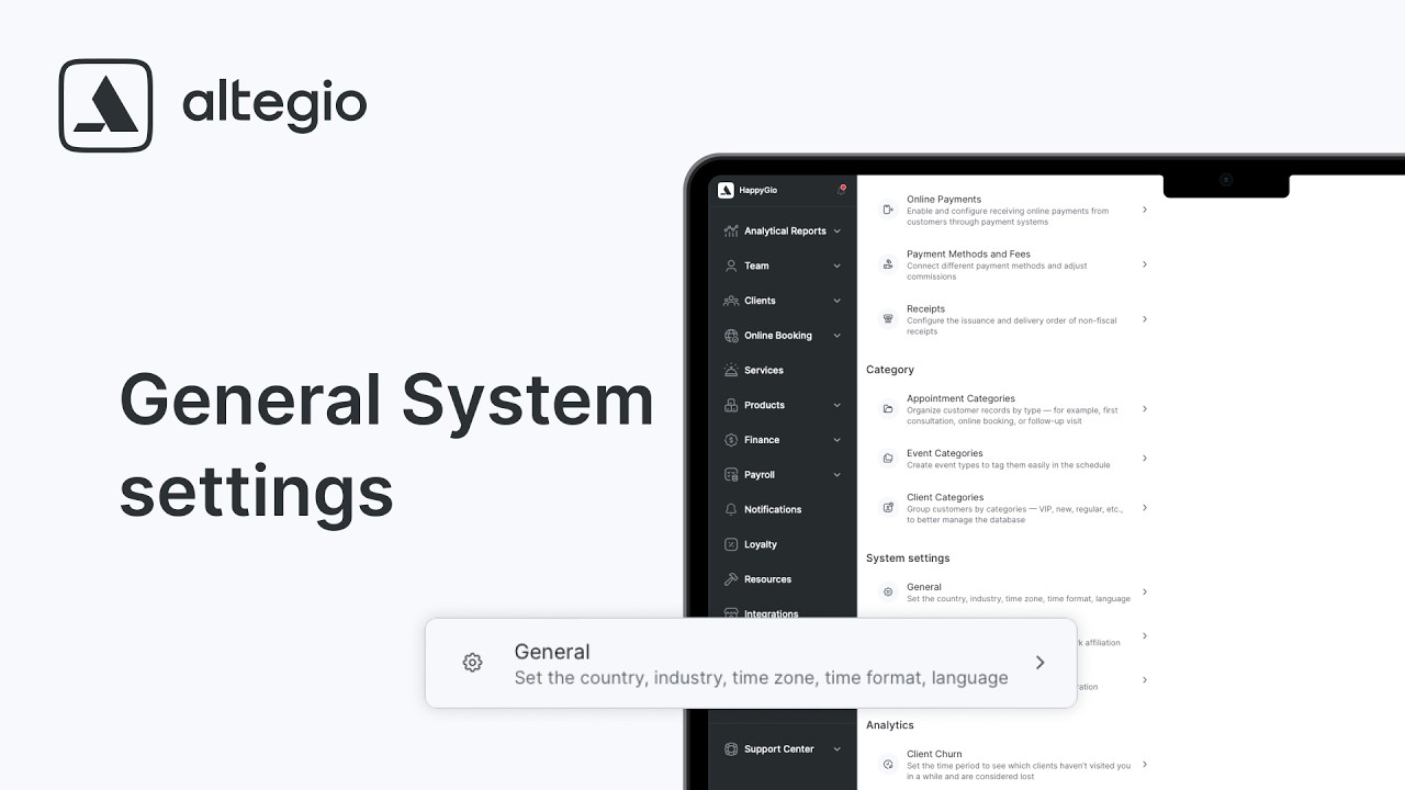 3. Basics: How to Configure General System Settings in Altegio - YouTube