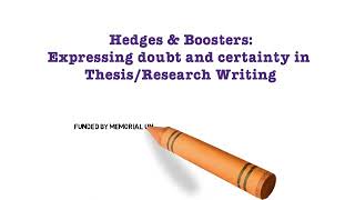 Certainty & Uncertainty in thesis & research writing:  Hedges and Boosters