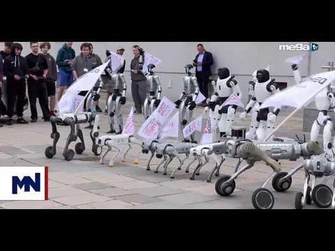 Dozens of robots protest against the uncontrolled use of artificial intelligence in Poland.