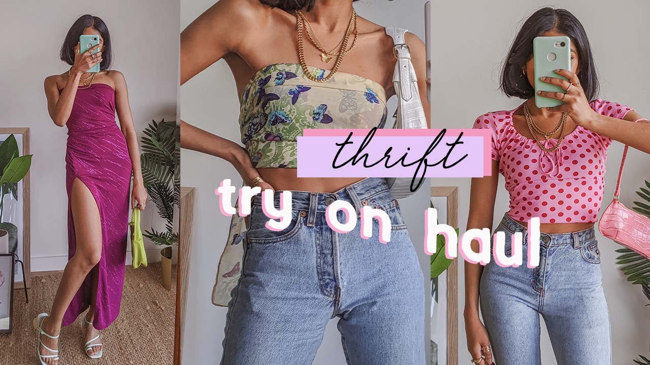 a very aesthetic thrift haul + try on 🍯🍓 - YouTube