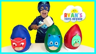 SMASHING EGGS PJ MASKS Play Doh Surprise Eggs for Kids Disney Toys Catboy Gekko Owlette Romeo PAN