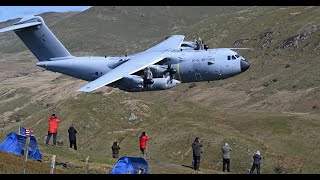 USAF F-35s V RAF F-35s in the Mach Loop Wales Low Flying Typhoons A400m Hawk and Texan