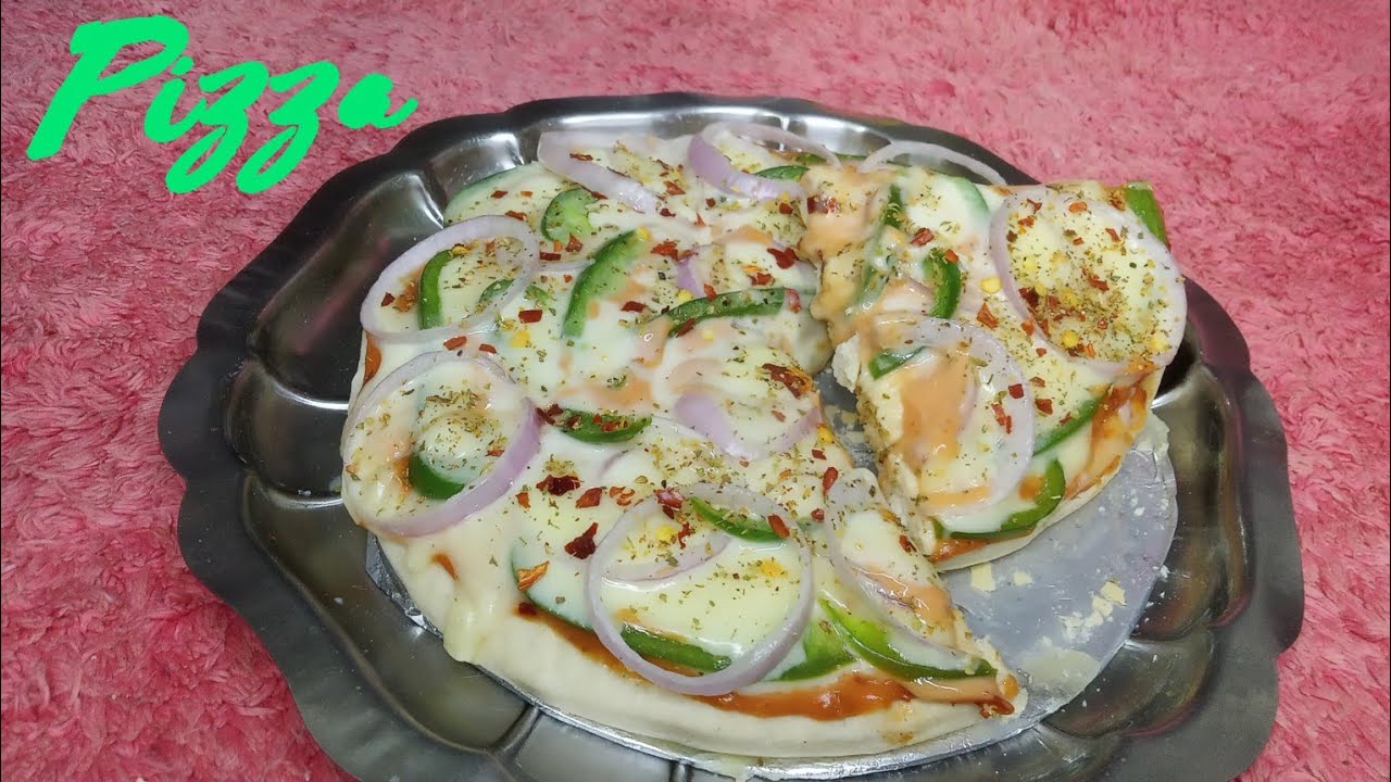 Homemade Pizza Recipe Without Oven | Pizza From Readymade Pizza Base | Easy Pizza Recipe Ghar Pe