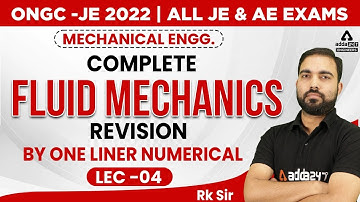 ONGC/All JE & AE 2022 | Mechanical Engg.| Complete  Fluid Mechanics Revision |Top 50 Qns #4