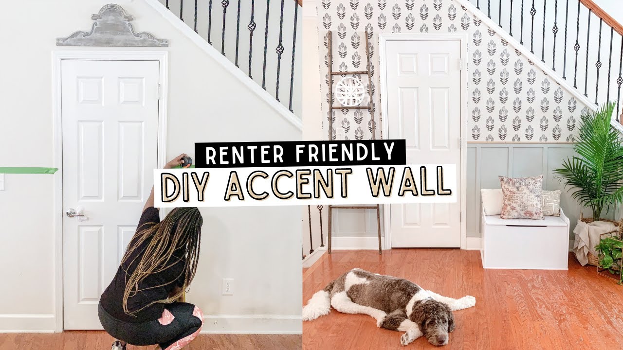 DIY (Renter Friendly) Accent Wall on a BUDGET! Mini Wainscoting Ashleigh Lauren YouTube
