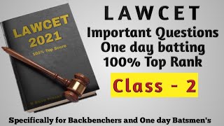 AP (or) TS LAWCET 2021 Preparation | Class 2 | One day batting