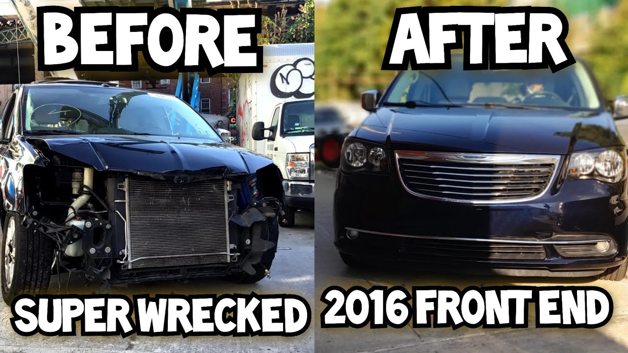 Destroyed 2010 Town And Country Gets a 2016 Front End And Rebuilt! Start-Finish