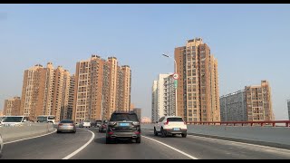 Inner Ring Elevated Road｜Driving Shanghai Tour 4K｜Alternate traffic in traffic jam｜High rise buildin