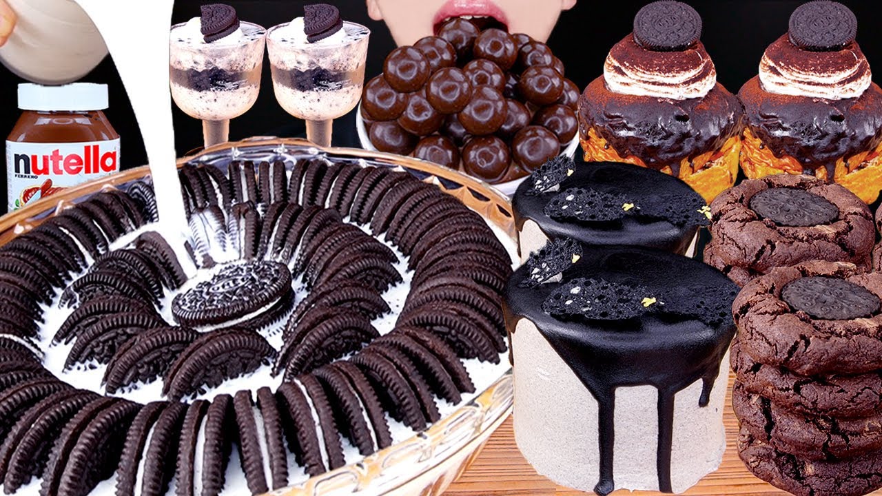 ASMR MALTESERS KITKAT MAGNUM CHOCOLATE ICE CREAM OREO MILK NUTELLA DESSERT MUKBANG먹방咀嚼音EATING SOUNDS