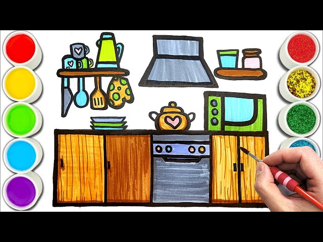 Drawing Kitchen Utensils | Coloring Page Kitchen | Kitchen Utensils For Kids  🍴🍲 - YouTube | Coloring pages, Drawing for kids, Drawings