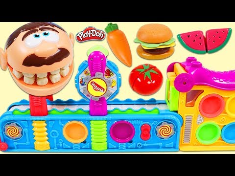 Feeding Mr. Play Doh Head Toy Velcro Food Made From Magic Mega Fun Factory!