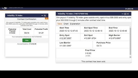 Make 14% every 2 minutes Binary options inout volatility 75 index strategy   Derivbinary com